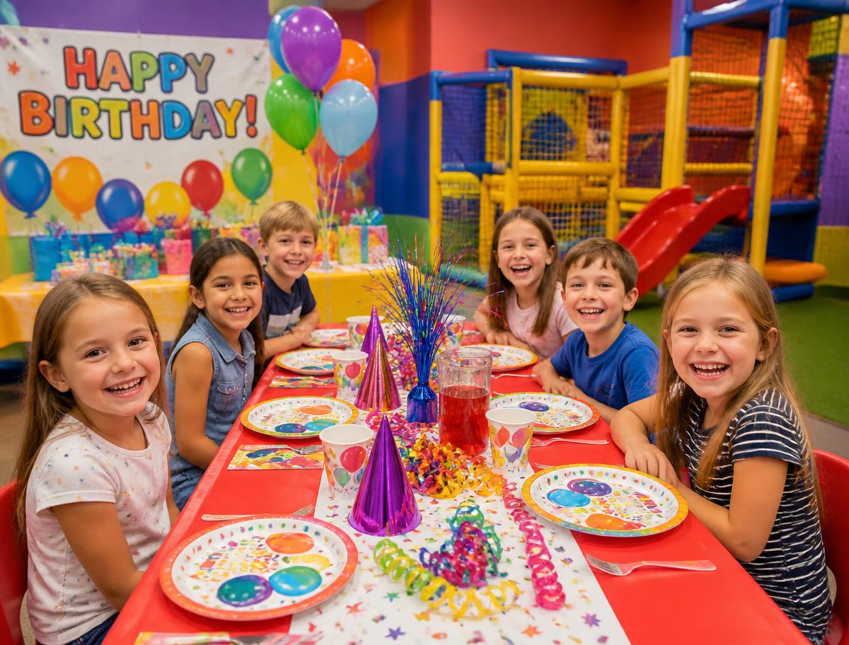 Party table with balloons